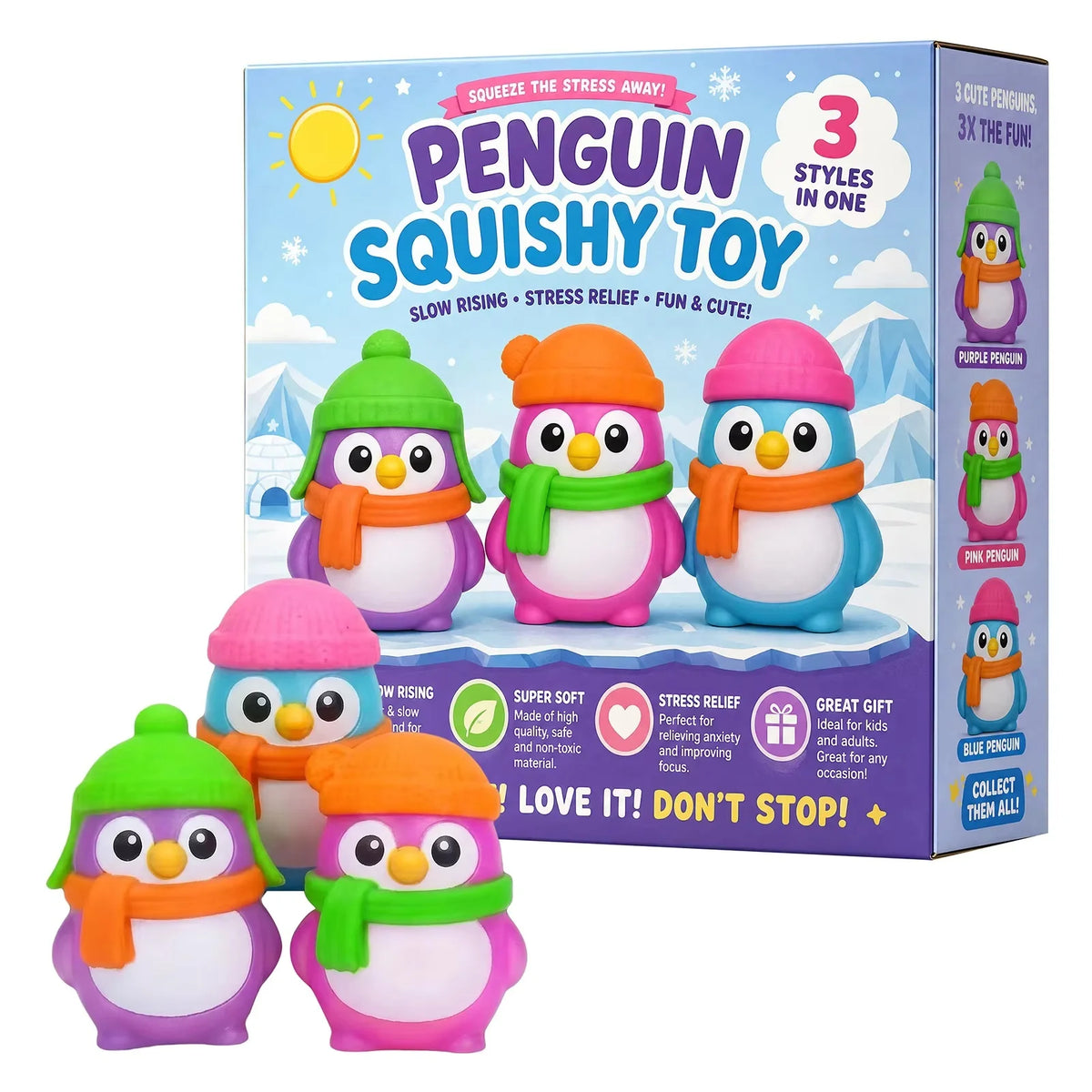 Glow-in-the-Dark Arctic Penguin Crunchy Squishy